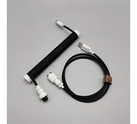 BTNCL Cable en espiral, enrollador de varilla fija, conector de aviador desmontable, cable de doble manga para teclados mecánicos (negro)