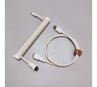 BTNCL Cable en espiral, enrollador de varilla fija, conector de aviador desmontable, cable de doble manga para teclados mecánicos (blanco leche)
