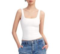Btofellin Camiseta de tirantes para mujer, con cuello redondo, sin mangas, ajuste ceñido, de verano, deportiva, para una ropa informal diaria, Color blanco., M
