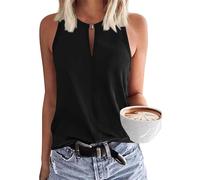 Btofellin Camiseta de tirantes para mujer, elegante, sin mangas, de verano, elegante, informal, de tanque, básica, camiseta halter, suelta, suave, Negro , L
