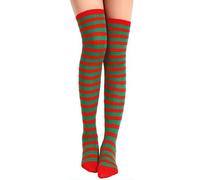 Btofellin Long Socks Tights - Disfraz de color de sox, accesorios de color rojo knee-High Christmas Clothes Gothic for School Christmas Cosplay Party, Verde, Talla única