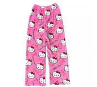 Btofellin Pantalones navideños para mujer, pijama de invierno, pijamas de Y2k, algodón animé, Kawaii, pantalones de salón para fiestas de Navidad, Rosa, M