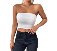 Btofellin Tops Bandeau Tubo Corsé Verano Bralette Sin Mangas Estiramiento Tank Top para la Playa Y6K Sexy Sin Mangas Slim Cut Tank Bustier Fiesta Camisa Off-Shoulder Sleeveless Crop Top