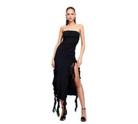 Btofellin Vestidos Sexy para Mujeres Vestidos Diadema Elegante sin Mangas Vestido Largo sin Tirantes Vestido Largo de Club Mangas de Corte Ajustado y Fruncido, Negro , S grande taille