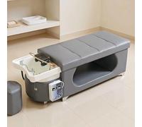 BTOIASYHF Head SPA Bed, Cama De Champú para Masajes con Equipo De SPA Waterfall Head, Juego De Fumigación De Cabeza Y Terapia De Luz, Diseño De Cuero Moderno Negro