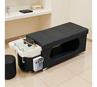 BTOIASYHF Head SPA Bed, Cama De Champú para Masajes con Equipo De SPA Waterfall Head, Juego De Fumigación De Cabeza Y Terapia De Luz, Diseño De Cuero Moderno Negro