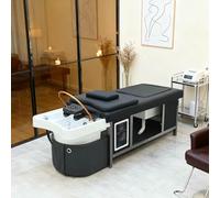 BTOIASYHF Head SPA Bed, Camilla De Masaje con Pediluvio, Cama De Champú De Masaje Profesional con Lavabo para Pies, Admite Circulación De Agua, Fumigación Y Cuidado del Cuero Cabelludo con LED