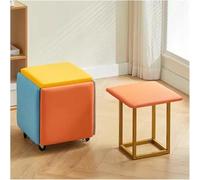 BTOIASYHF Silla De Cubo Otomano De Anidación 5 En 1 Taburete De Silla De Sofá Apilable, Silla De Aderezo Móvil De Banco Otomano De Banca Cuadrada con Ruedas Giratorias para Sala De Estar