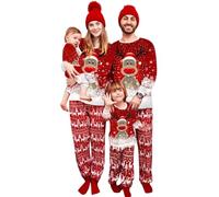 BTONGE Pijamas Navidad Familia, Conjunto de Pijamas Familiares Navideños, Ropa de Dormir Larga, Mangas de Dormir, Bonito Estampado de Alce, Adecuado para Mujeres, Hombres, Niños y Bebés, Rojo