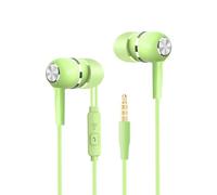 BTOSEP Auriculares deportivos con cable, ajuste cómodo para laptop, PC, teléfono móvil, conexión de 3,5 mm (verde)