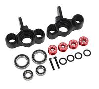 BTOSEP Carcasa de dirección RC delantera, aleación de aluminio duradera, mejora el rendimiento para el coche RC de cartón 1/8, 2 unidades (negro rojo)