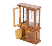 BTOSEP Estantería en miniatura a escala 1:12, elegante armario de madera para decoración de casa de muñecas, 16,5 x 10,8 x 3,7 cm, material abedul (castaño)