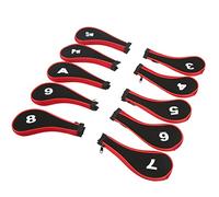 BTOSEP Juego de 10 fundas de neopreno para cabeza de palo de golf, diseño de cremallera duradera, para golfistas, amantes de la madera, hierro, impresión digital para fácil identificación (rojo)
