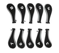 BTOSEP Juego de 10 fundas de neopreno para cabeza de palo de golf, diseño de cremallera duradera, para golfistas, amantes de la madera, hierro, impresión digital para fácil identificación (gris)