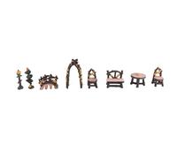 BTOSEP Juego de 8 accesorios de jardín de hadas, mesa y sillas en miniatura para decoración de micropaisajes, resina, uso en interiores y exteriores