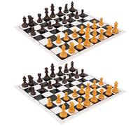 BTOSEP Juego de ajedrez portátil para divertirse desafío familiar, 2 juegos de 32 piezas cada uno plegable de plástico ligero