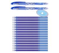 BTOSEP Juego de Bolígrafos Borrables de 23 Piezas, Punta de 0,5 Mm, Lavable, Suave y Cómodo, 2 Bolígrafos, 1 Borrador y 20 Recambios Azules