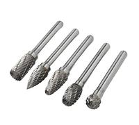 BTOSEP Juego de fresas rotativas de carburo de tungsteno, 5 piezas, limas de doble corte de alta eficiencia para tallar en la construcción naval y en la ingeniería química (ADEFG)