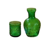 BTOSEP Juego de Tazas y Jarra de Noche de Vidrio Grueso Retro (#5) | Jarra de gran capacidad, 33 oz, patrones estéticos, ideal para mesa de noche y cocina, juego de vasos multifuncional.