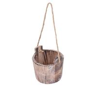 BTOSEP Maceta redonda de madera rústica para jardín, patio, oficina, decoración del hogar, 13,3 x 13 x 12 cm