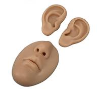 BTOSEP Modelo de oreja de silicona para principiantes, simulado en 3D, modelo de nariz y boca, herramienta de enseñanza para práctica de piercings (piel oscura)