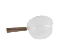 BTOSEP Olla de Leche de Vidrio con de Madera, Boquilla en Forma de V, Cacerola para Fideos, Accesorio de Utensilios de Cocina para el Hogar (600ml)