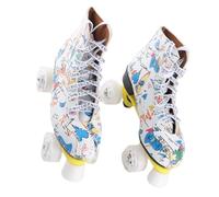 BTOSEP Patines de doble botonadura con 4 ruedas, zapatos de patinaje de graffiti blanco duradero para adultos y adultos (39)