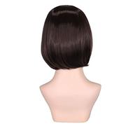 BTOSEP Pelucas cortas de pelo humano completo, grueso, resistente al calor, para el rendimiento del maquillaje, 35 cm, 160 g (#2)