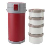 BTOSEP Tarro Aislado de Acero Inoxidable 304 de 2,9 L, Apto para Microondas, a Prueba de Fugas, Lonchera Apilable con Asa de Correa, Tarro de Comida Aislado Al Vacío para la Escuela y (Roja)