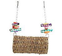 BTOSEP Túnel de hierba de pájaro, cómodo escondite y columpio para hámsters, loros, envoltura natural con bambú multicolor, 29 cm de alto
