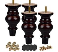Btowin 4 patas de madera maciza para muebles de 14 cm, con pernos M8 de 5/16 pulgadas y placas de montaje y tornillos para sofá, armario, sillón, soporte de TV