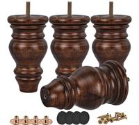 Btowin Patas de madera maciza de 12 cm para muebles, 4 piezas de patas redondas esmaltadas de repuesto con placa de montaje y tornillos para sofá, silla otomana