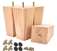 Btowin Patas de madera maciza de 15 cm, 4 patas de repuesto de pirámide de madera moderna de mediados de siglo con pernos roscados M8, placa de montaje y tornillos para sofá, silla