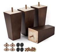 Btowin Patas de madera maciza de 25 cm, 4 patas de repuesto de pirámide de madera moderna de mediados de siglo, patas de sofá con pernos roscados M8, placa de montaje y tornillos para sofá, silla