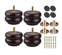 Btowin Patas de madera maciza de 3 pulgadas, 4 patas redondas de madera de nogal con pernos roscados de 5/16 pulgadas, placa de montaje y tornillos para sofá, armario, cama, silla