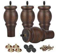 Btowin - Patas de madera maciza de 5 pulgadas, 4 patas redondas torneadas de madera con placa de montaje y tornillos para sofá, silla otomana, sofá, 5 pulgadas (BN: 1207200-01-12/e80)