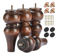 Btowin Patas de madera maciza para muebles de 20 cm, 4 patas de sofá con pernos roscados M8, placa de montaje y tornillos para sofá, armario, sillón otomano, esmaltado