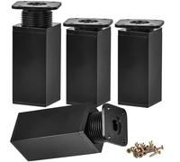Btowin VCF Patas ajustables para muebles de 15 cm, 4 patas cuadradas de aleación de aluminio negro mate, altura ajustable de 0 a 20 mm, patas de repuesto para armario, escritorio, sofá, armario