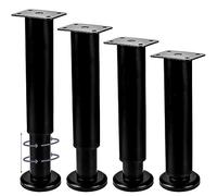 Btowin VCF Patas ajustables para muebles de 18 a 32 cm, 5 piezas de marco de cama de metal negro, patas de soporte de listones centrales, patas de repuesto resistentes para armario, mesa, sofá, silla,