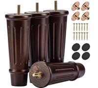 Btowin VCF Patas de madera maciza de 15 cm, 4 patas de repuesto clásicas estriadas de madera con pernos roscados M8 y placa de montaje para sofá, armario, silla, tocador