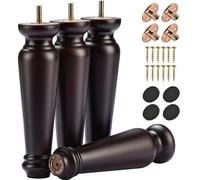 Btowin VCF Patas de madera maciza de 20 cm, 4 patas de repuesto clásicas estriadas de madera con pernos roscados M8 y placa de montaje para sofá, armario, silla, tocador