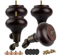 Btowin VCF Patas de madera para muebles de 13 cm con ruedas, 4 piezas de madera maciza de nogal, redondas, de calabaza, de repuesto para sillón, reclinable, otomana, armario (BN: 1207094-01-13/b79)