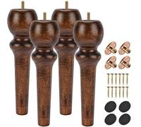 Btowin VCF Patas de madera para muebles de 26 cm, juego de 4 patas de madera maciza, patas de muebles con pernos M8 preperforados y placas de montaje para armario, sofá, otomana, soporte de TV y