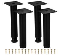 Btowin VCF Patas de metal para muebles de 10 cm, 4 patas de soporte ajustables negras para muebles, patas de tocador de repuesto para armario, mesa, sofá, silla, escritorio, armario de cocina