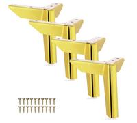 Btowin VCF Patas de metal para muebles de 12 cm, 4 patas de metal modernas triangulares de diamante de metal dorado, patas de sofá, patas de gabinete, patas de soporte de repuesto para mesa, gabinete,