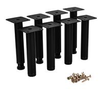 Btowin VCF Patas de metal para muebles de 12 cm, 8 patas de soporte ajustables negras para muebles, patas de tocador de repuesto para armario, mesa, sofá, silla, escritorio, armario de cocina