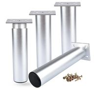 Btowin VCF Patas de metal para muebles de 5 cm, 4 patas redondas plateadas de aleación de aluminio para muebles, patas de soporte de repuesto para mesa, gabinete, cocina, soporte de TV y escritorio