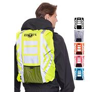 BTR - Yellow Funda Premium para Mochila/Macuto - Alta Visibilidad e Impermeabilidad con Cinta Reflectante 3M Scotchlite & Cintas Adicionales Impresas Altamente Reflectantes. Mediano