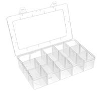 BTremary Caja organizadora de cuentas de plástico transparente con 15 compartimentos, cajas de almacenamiento de bolas transparentes con compartimentos, organizadores de manualidades con tornillos y