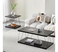 Btrpily Mesa de centro de madera, mesa de centro moderna de mármol, contemporánea, elegante, muebles de gama alta para tu sala de estar (mármol negro, rectangular)